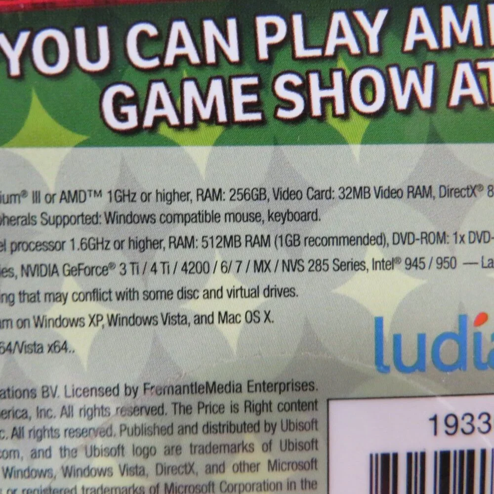 Price is Right Computer Game OUT OF DATE SOFTWARE